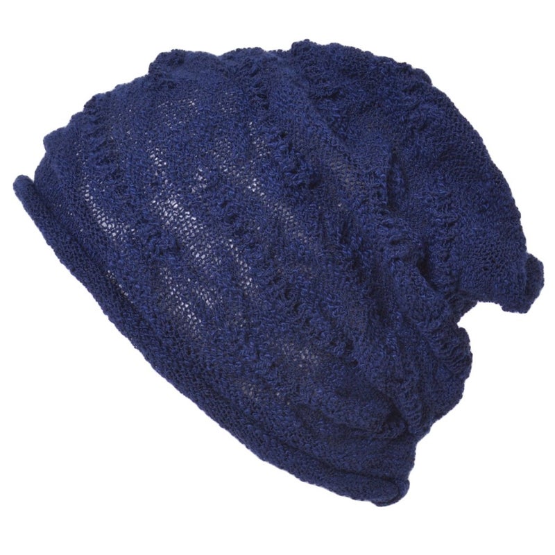 CHARM Mens Slouchy Summer Beanie - Womens Light-Weight Slouch Hat Cotton Cap Navy - Image 1